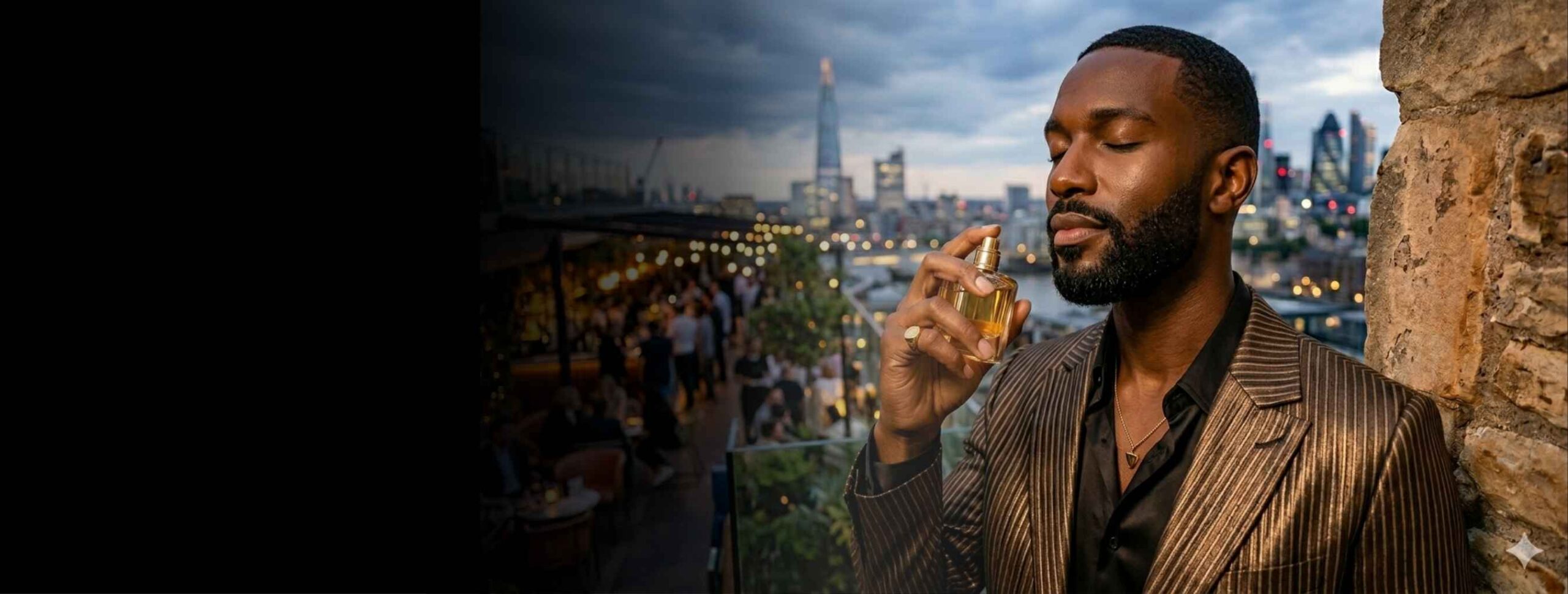 A man wearing Liyema fragrance in the city