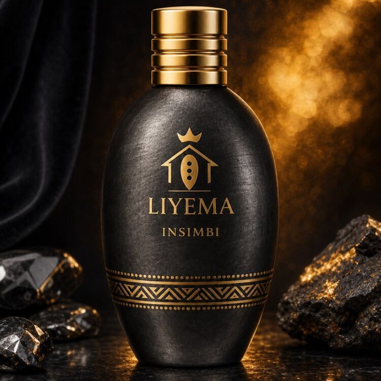 Liyema Insimbi perfume bottle in blackened iron and gold